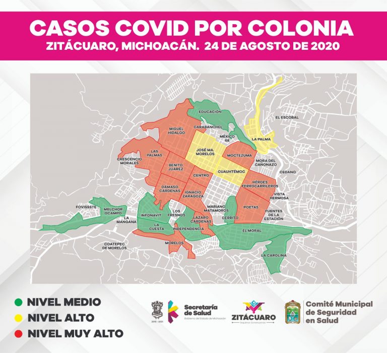 Se ubican 12 colonias de la ciudad y 4 comunidades en Muy Alto Riesgo por COVID-19.
