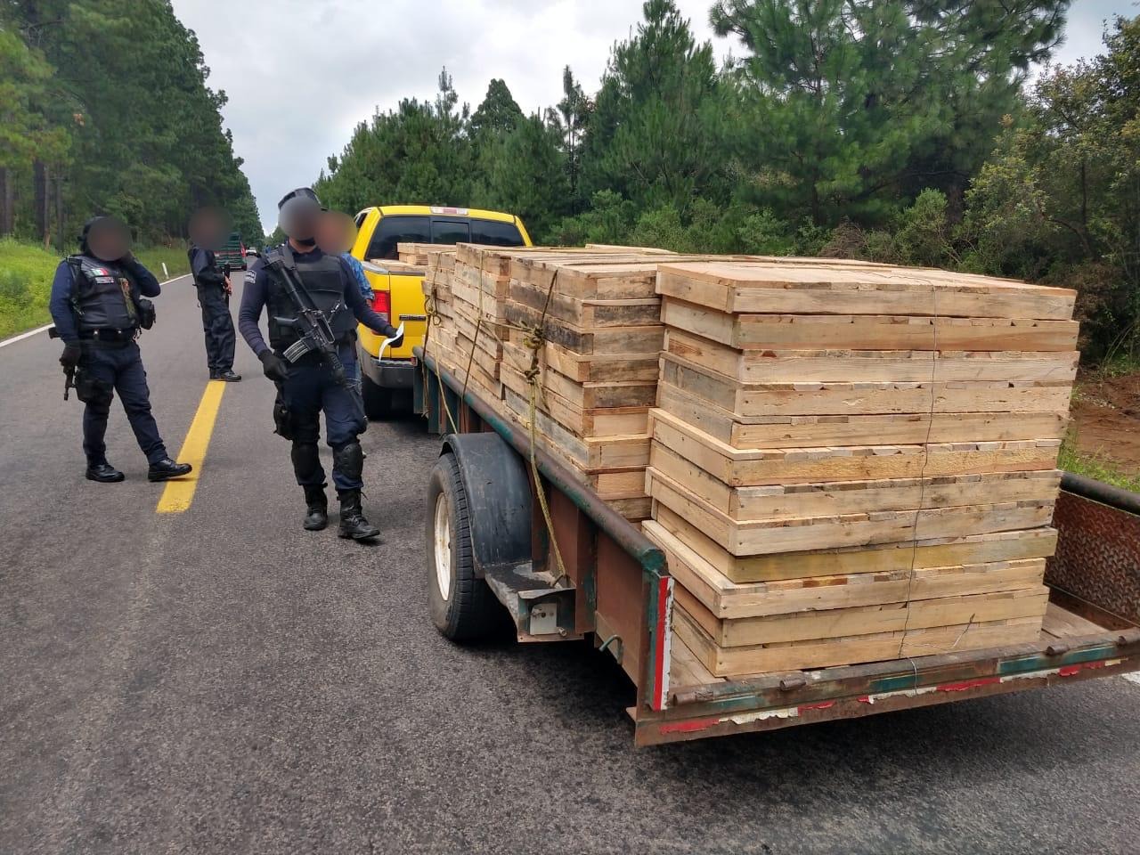 Asegura SSP a uno en posesión de 2.8 metros cúbicos de madera sin documentación