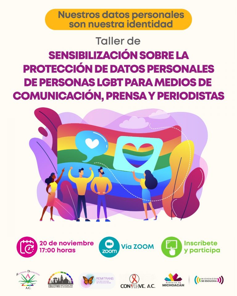 Este viernes, taller virtual sobre protección de datos personales de la población LGBT