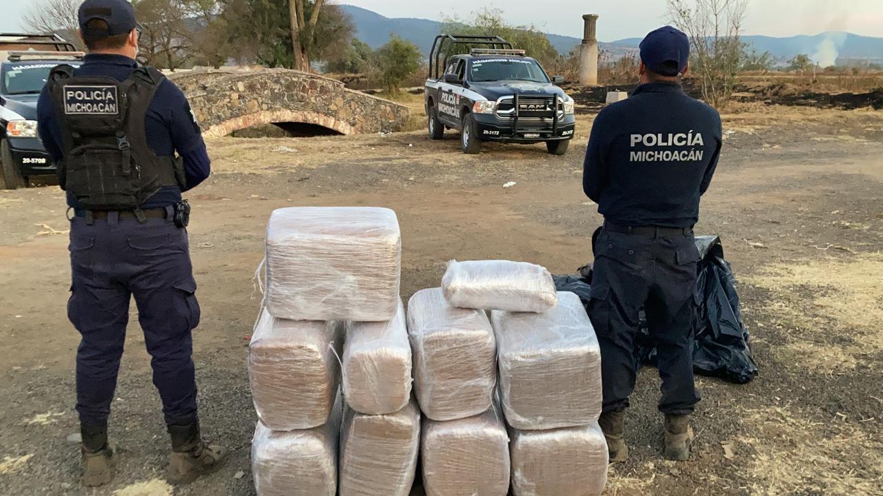 Operativos interinstitucionales logran aseguramiento de 153 kilos de droga en Michoacán