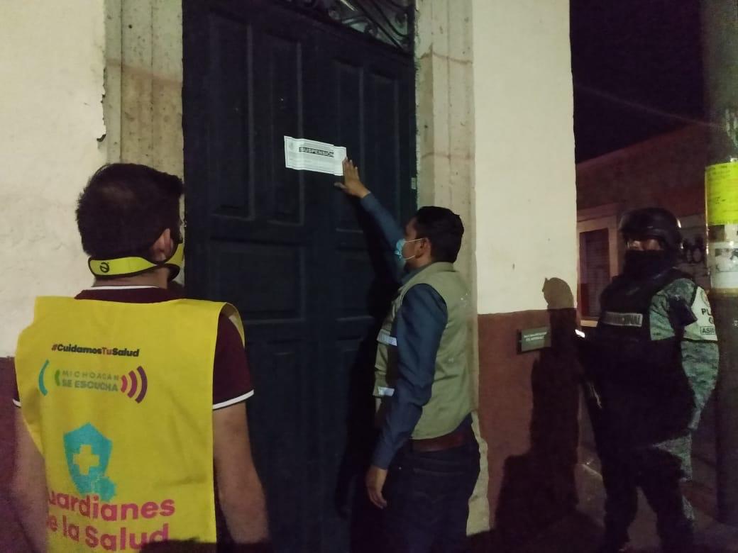 Suspendidos 4 establecimientos en Morelia por no acatar medidas sanitarias