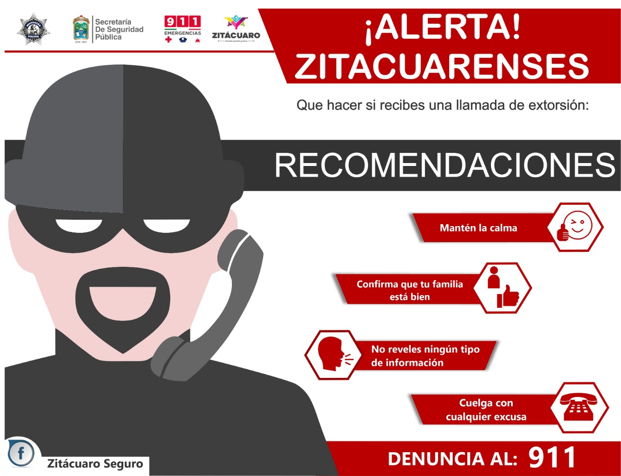 Exhorta la SSP Municipal a los habitantes a no ser víctimas de extorsiones telefónicas