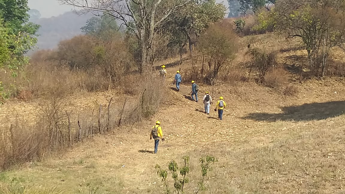 La Brigada Muncipal 467, atiendió un reporte de incendio de pastizal en la comunidad de Puerto Azul