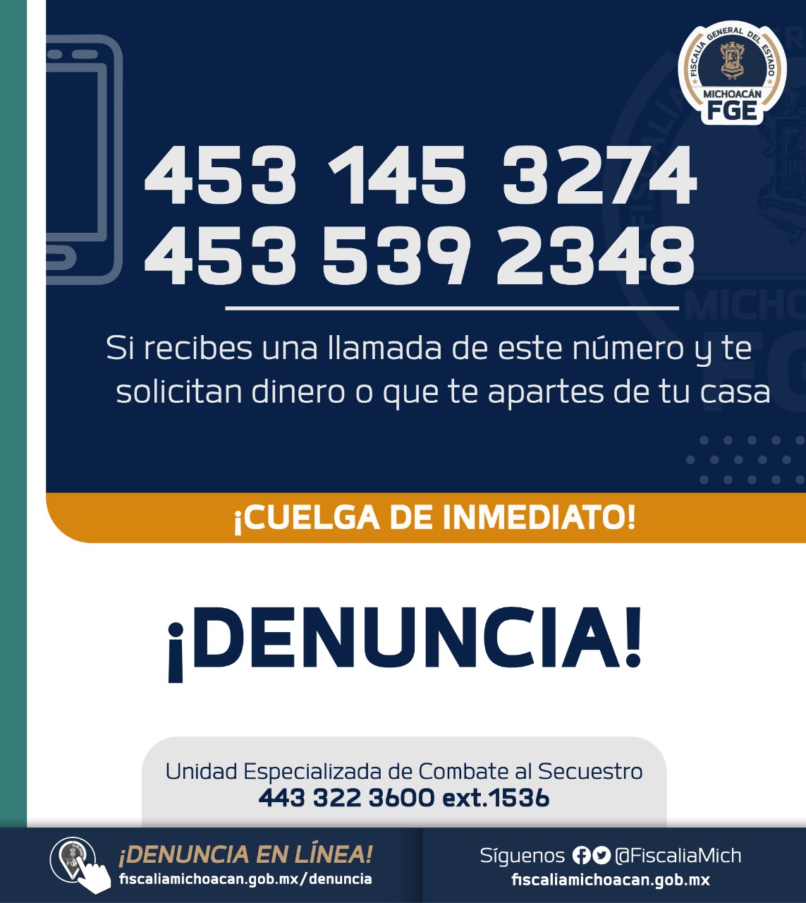 Localiza Fiscalía General a mujer víctima de extorsión virtual en Múgica.