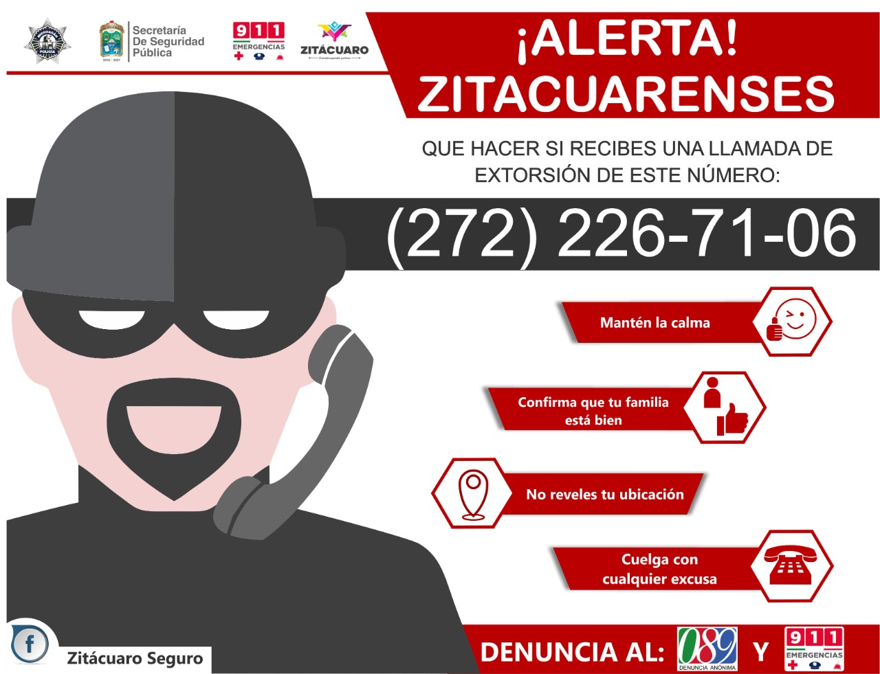 Localiza la SSP Municipal, a un hombre víctima de extorsión virtual
