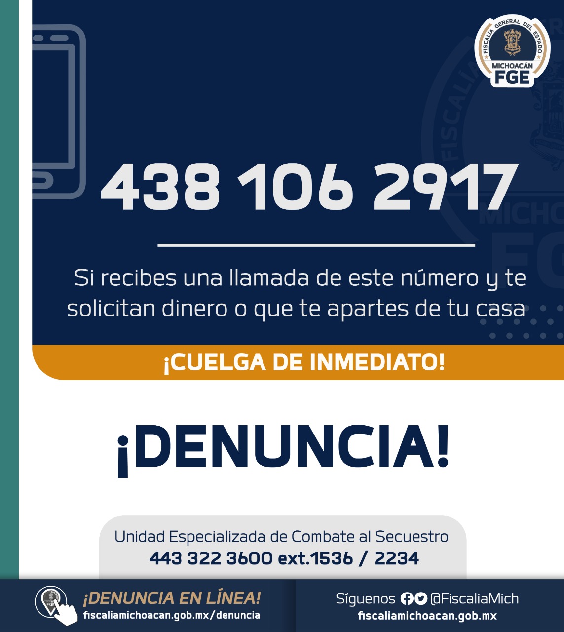 Localiza Fiscalía General a estudiante víctima de extorsión virtual en Erongarícuaro
