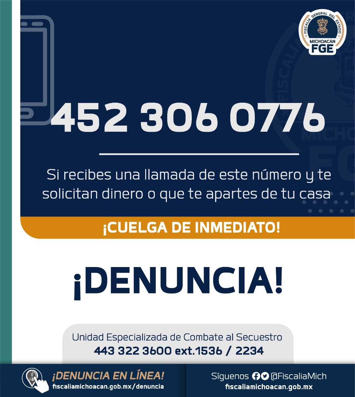 Localiza Fiscalía General a estudiante víctima de extorsión virtual en Uruapan