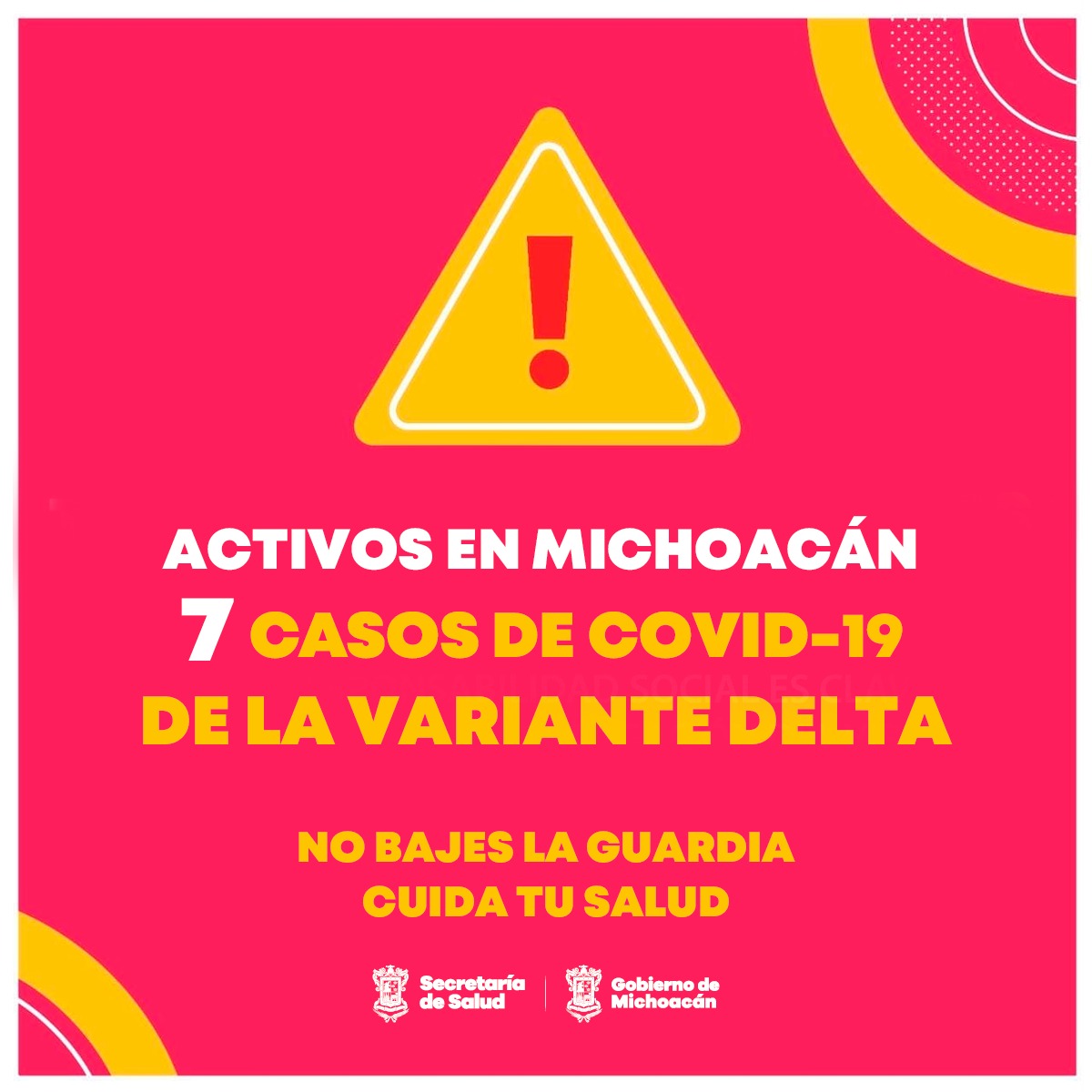 Activos, 7 casos de variante Delta de COVID-19 en Michoacán