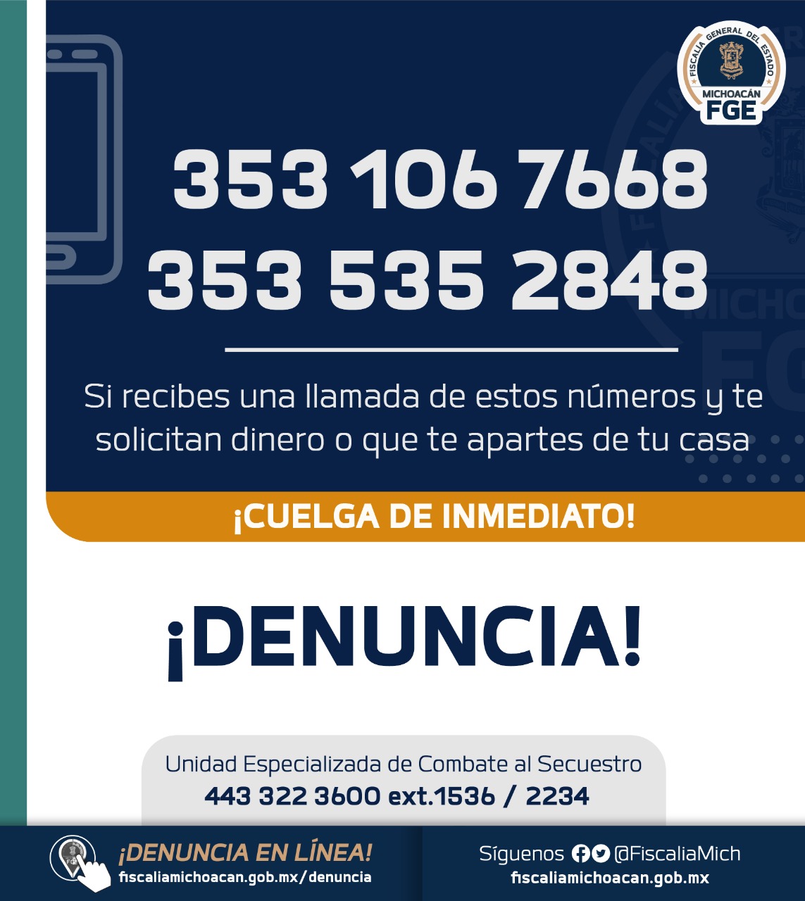 Localiza Fiscalía General a adolescente víctima de extorsión virtual en Pajacuarán