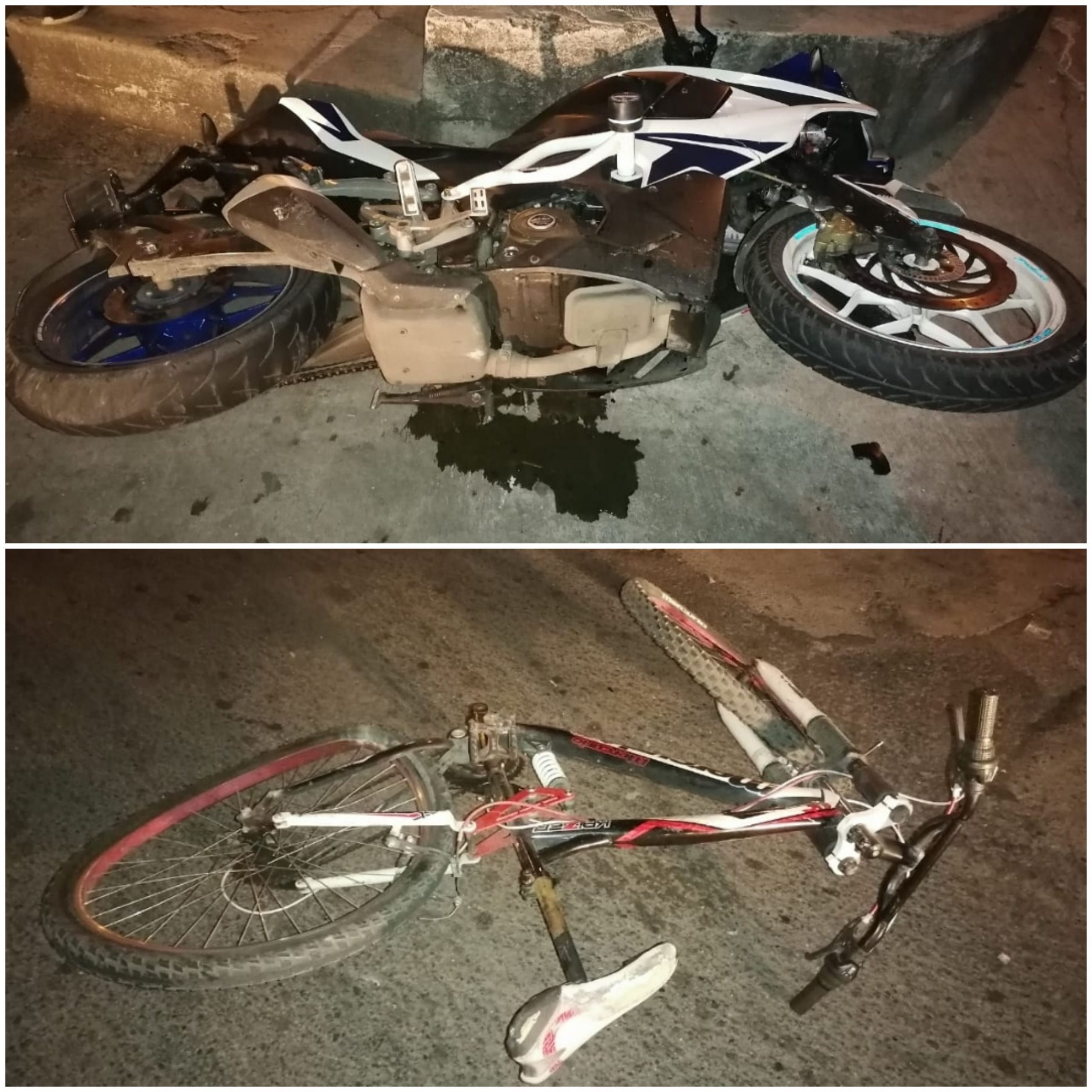 Choque entre una motocicleta y bicicleta deja una persona lesionada en la Colonia La Morita.