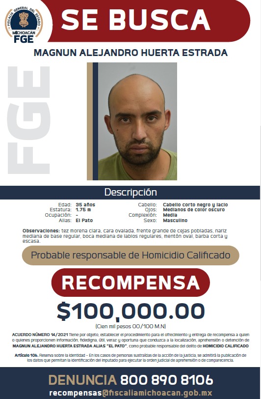 Ofrece FGE recompensa para detención de presuntos responsables de hechos ocurridos en la avenida Enrique Ramírez, en Morelia