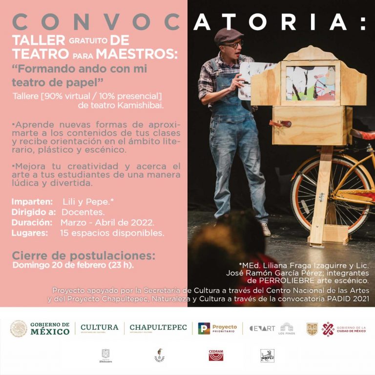PERROLIEBRE arte escénico, en colaboración con la Subdirección de Cultura de Zitácuaro y el Centro Dramático de Michoacán realizarán de manera gratuita un taller de teatro para docentes