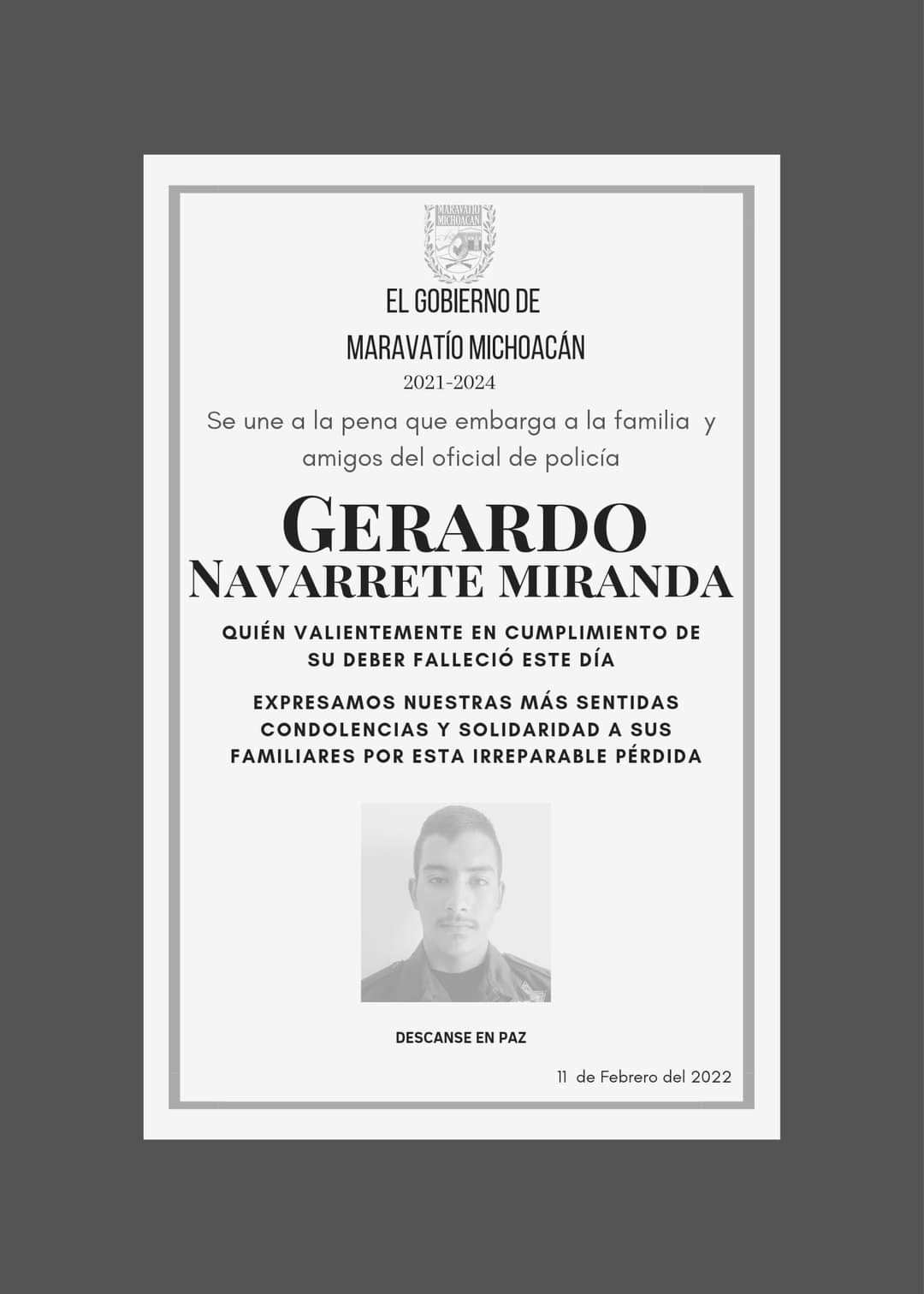 El policía de Michoacán Gerardo N., murió en un hospital, al resultar herido, tras enfrentarse a balazos con delincuentes
