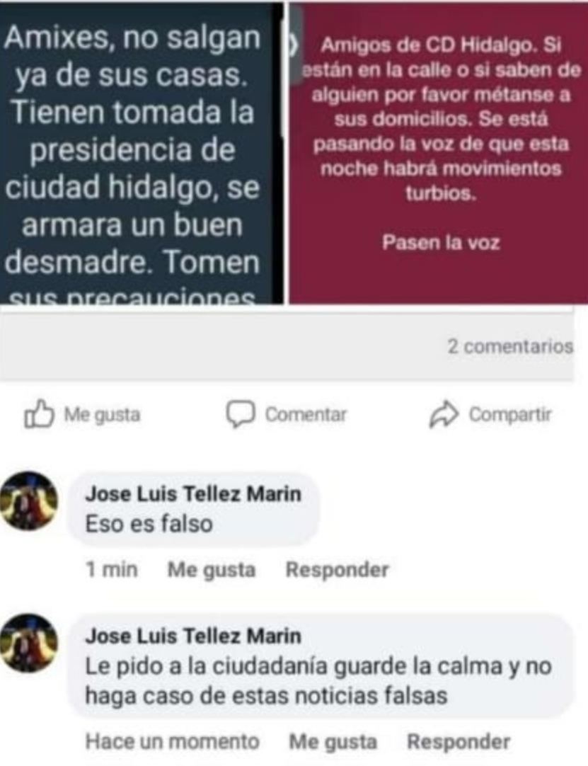 El alcalde de Cd. Hidalgo hace un llamado a la calma y desmiente mensajes que circularon en redes sociales y WhatsApp.
