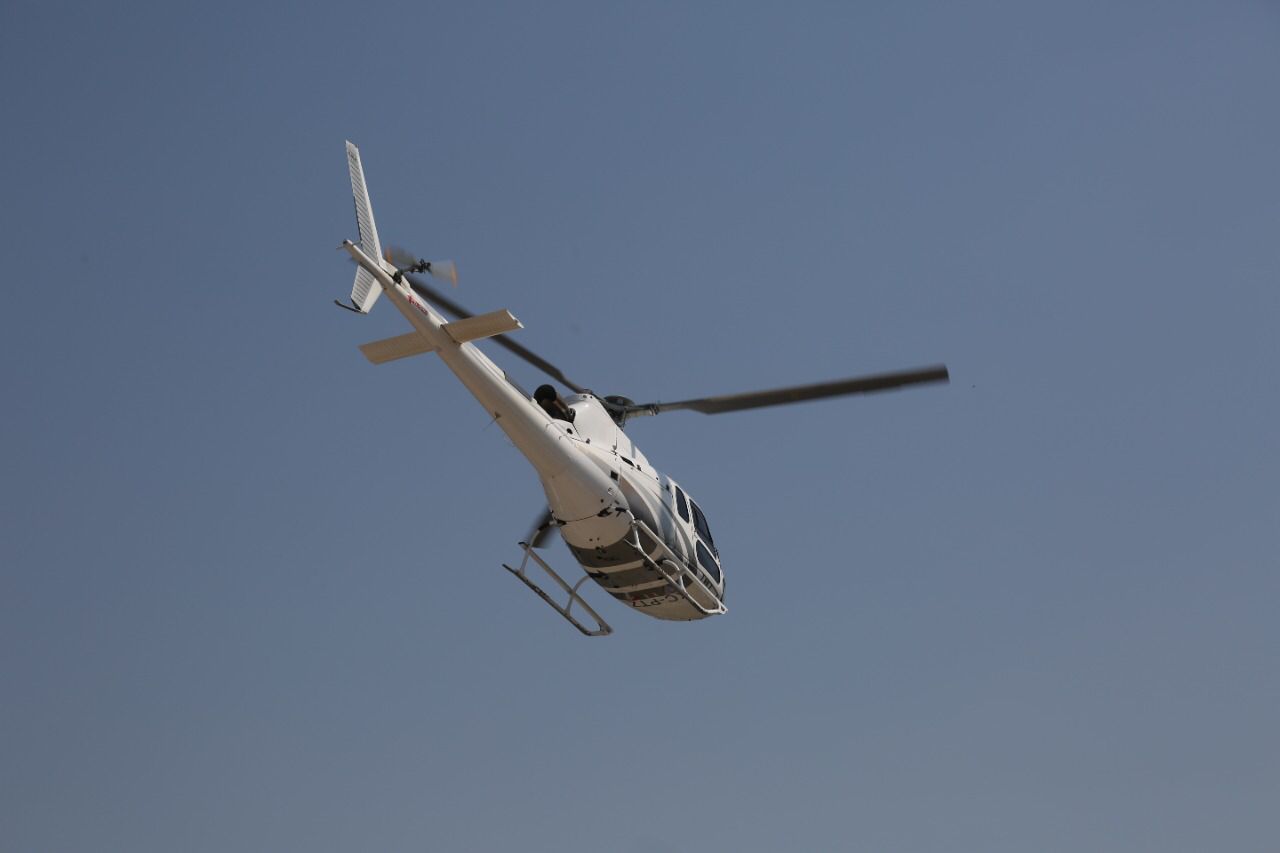 SSP realiza labores aéreas para sofocar incendio en Cerro Prieto.