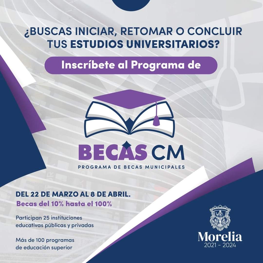 Aún hay vacantes para inscribirse al programa Becas CM 2022.