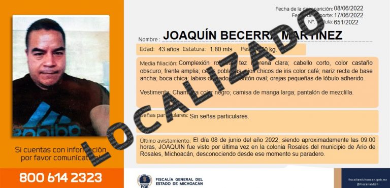 Localiza FGE a Joaquín B., reportado como desaparecido en Ario