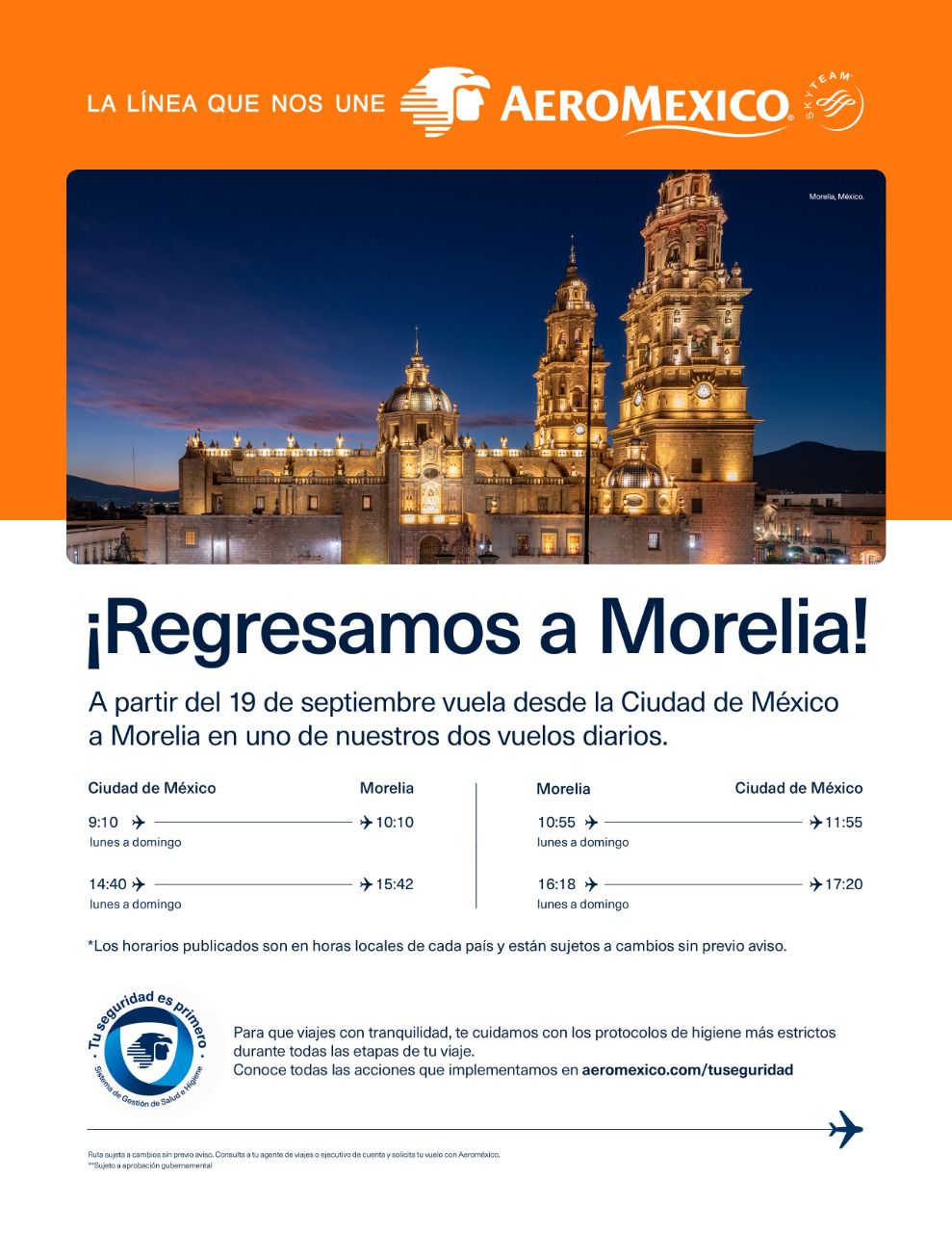 Celebra Alfonso Martínez regreso de vuelos Ciudad de México-Morelia por parte de Aeroméxico