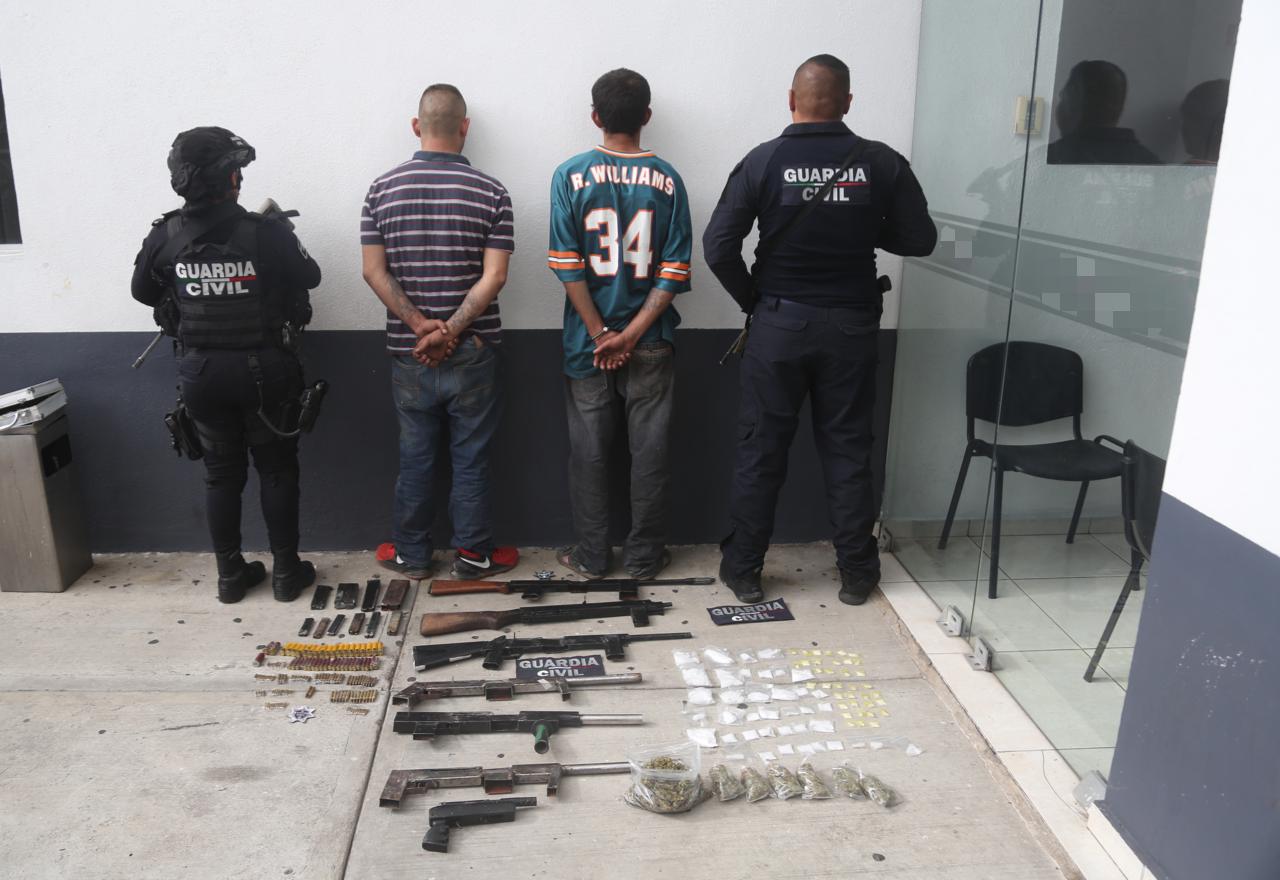 Resultado del Blindaje Morelia: 2 detenidos en posesión de 7 armas de fuego y 141 cartuchos útiles