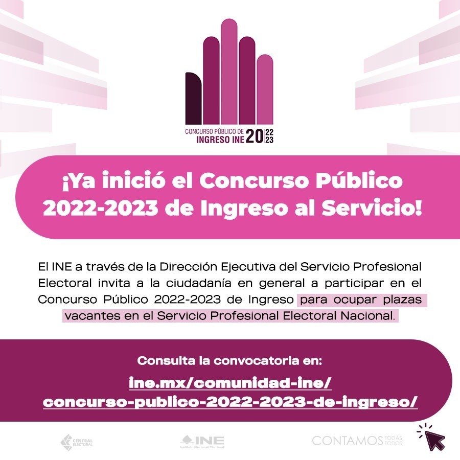 Inició concurso público 2022-2023 de ingreso al servicio del INE