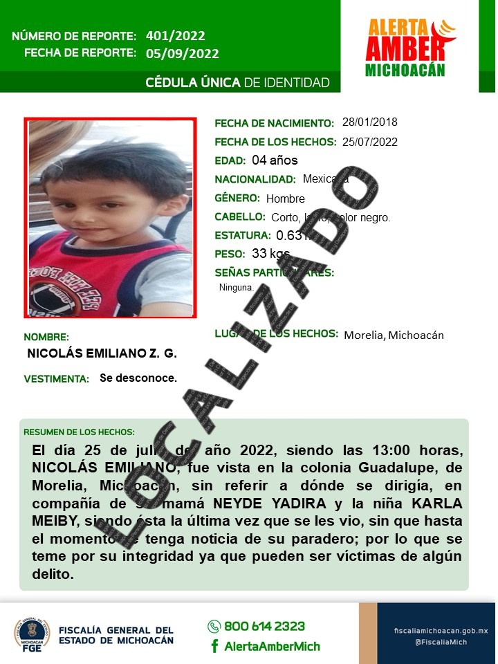 Localiza FGE a mujer y sus dos hijos reportados como desaparecidos en Zitácuaro