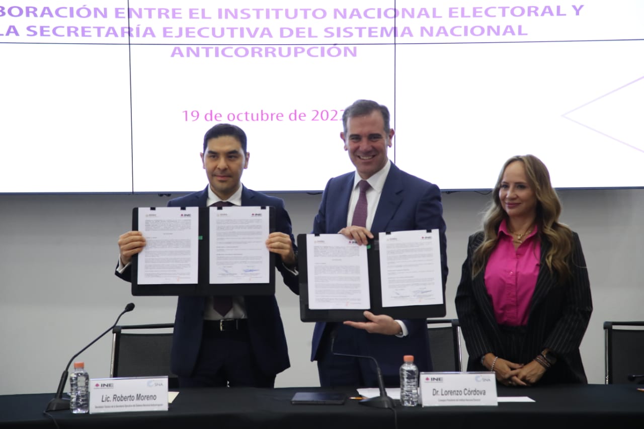 Firman convenio INE y SESNA para combatir actos de corrupción en el ámbito electoral