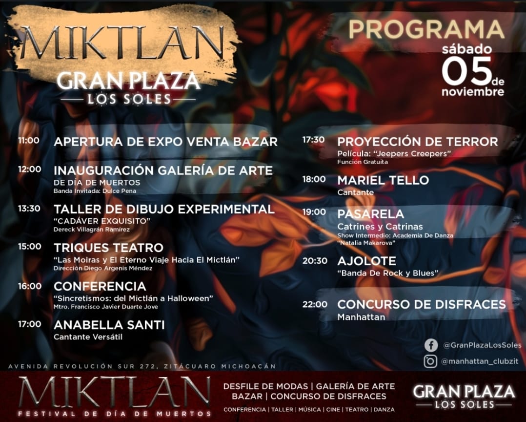 Gran Plaza Los Soles invita a presenciar «Miktlan» Festival de Día de Muertos este sábado