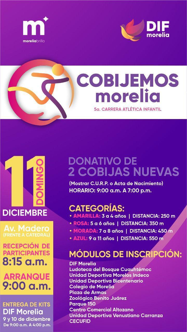 Se extiende plazo de inscripción para la 5ta. Carrera Atlética «Cobijemos Morelia»