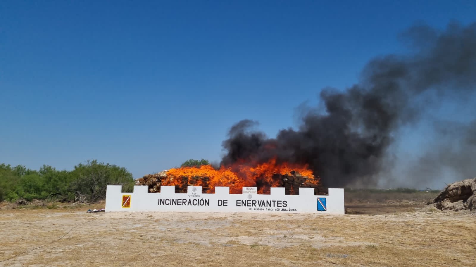 FGR INCINERA MÁS DE 99 TONELADAS DE MARIHUANA, 24 DE METANFETAMINA Y MÁS DE CINCO MILLONES DE PASTILLAS EN LO QUE VA DEL 2022.