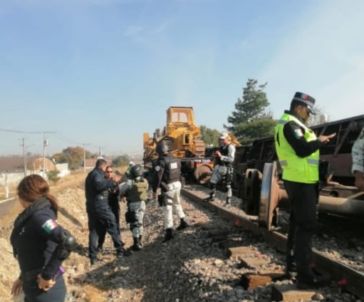 Atiende GC reporte por descarrilamiento de tren, en Morelia