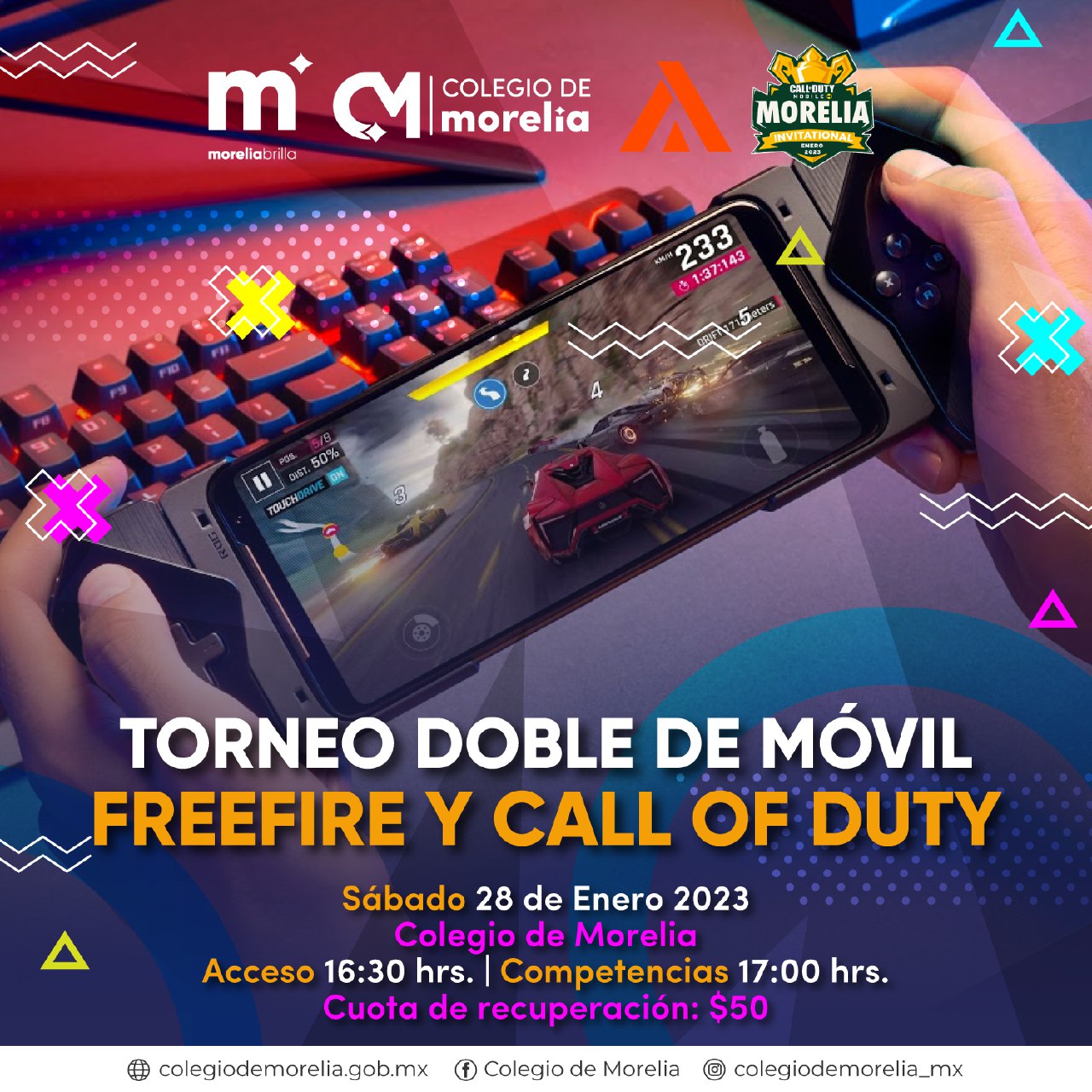 El Colegio de Morelia invita a su torneo Torneo Doble de Móvil FreeFire y Call of Duty