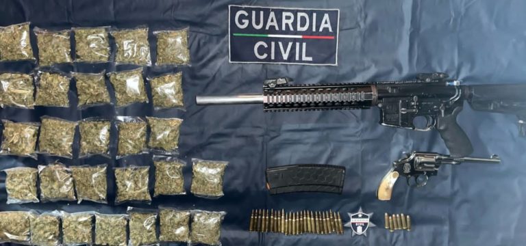 En Morelia, SSP detiene a 3 hombres en posesión de armamento y droga