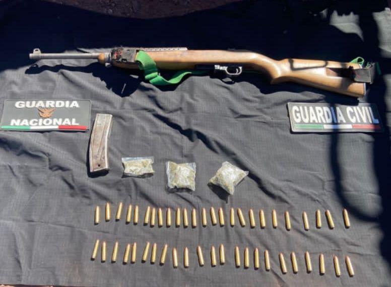 Tras patrullajes GC asegura arma, municiones, droga y vehículo robado en José Sixto Verduzco