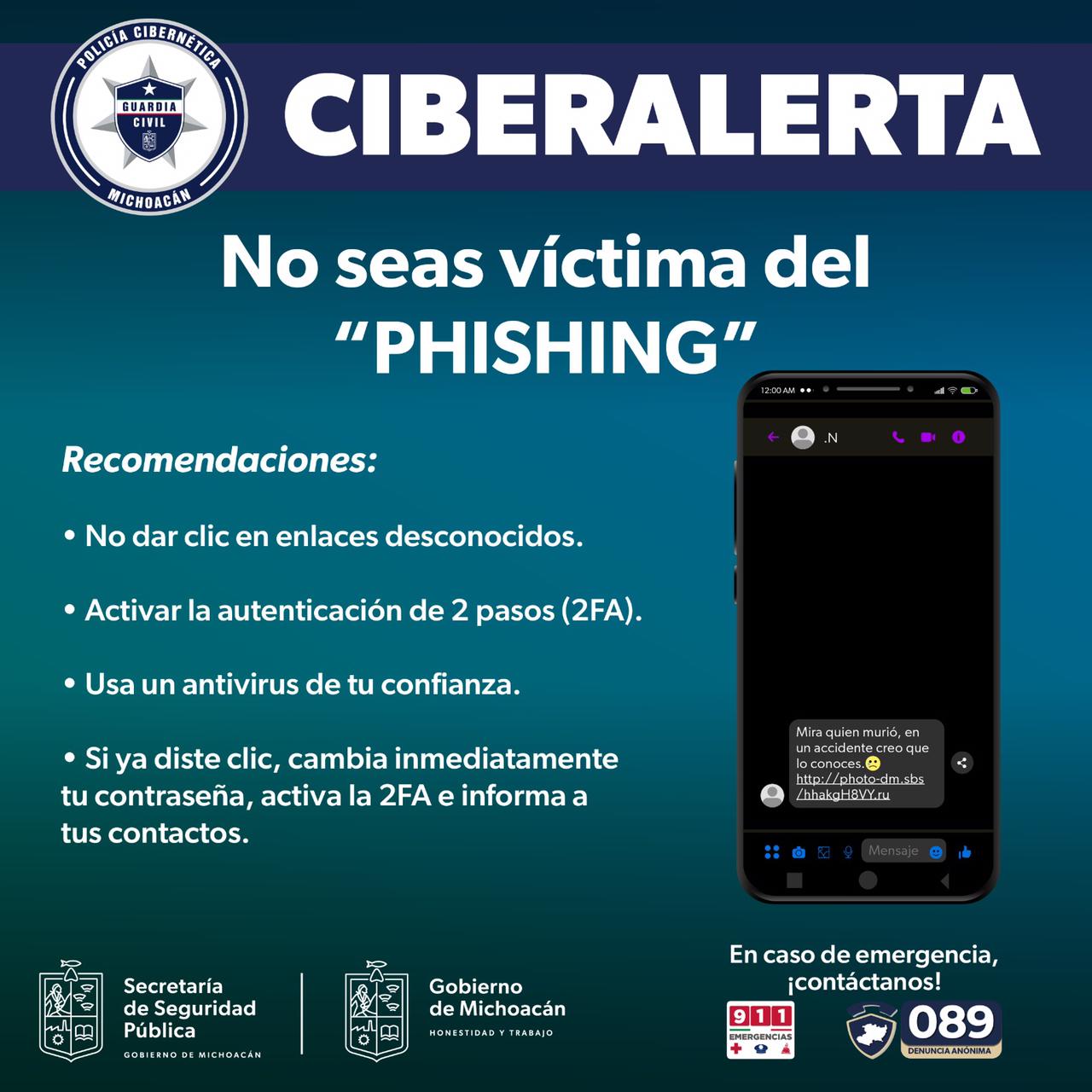 SSP emite alerta sobre ‘phishing’ en Facebook, con el que terceros obtienen control de tus cuentas.