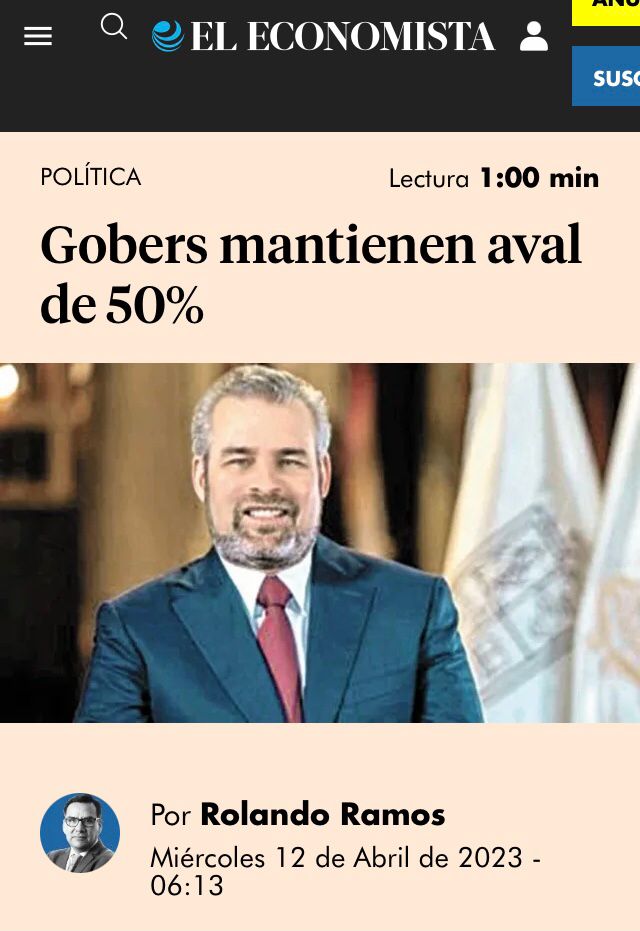Bedolla, el gobernador que más creció  en aprobación en marzo; incrementa 3.4 puntos: El Economista.