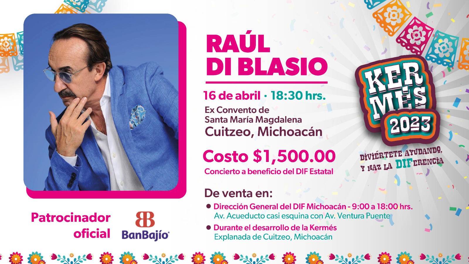 Invita Sectur a disfrutar del concierto de Raúl Di Blasio en la Kermés del DIF.