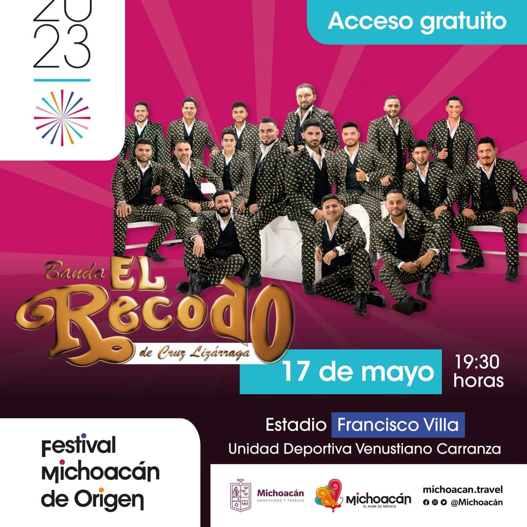 Banda El Recodo cierra ciclo de conciertos en el Festival Michoacán de Origen.