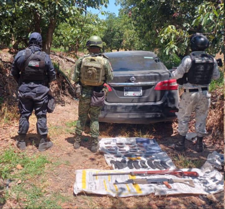 SSP, Sedena y GN aseguran 221 cartuchos útiles, dos armas largas y nueve cargadores, en Tocumbo
