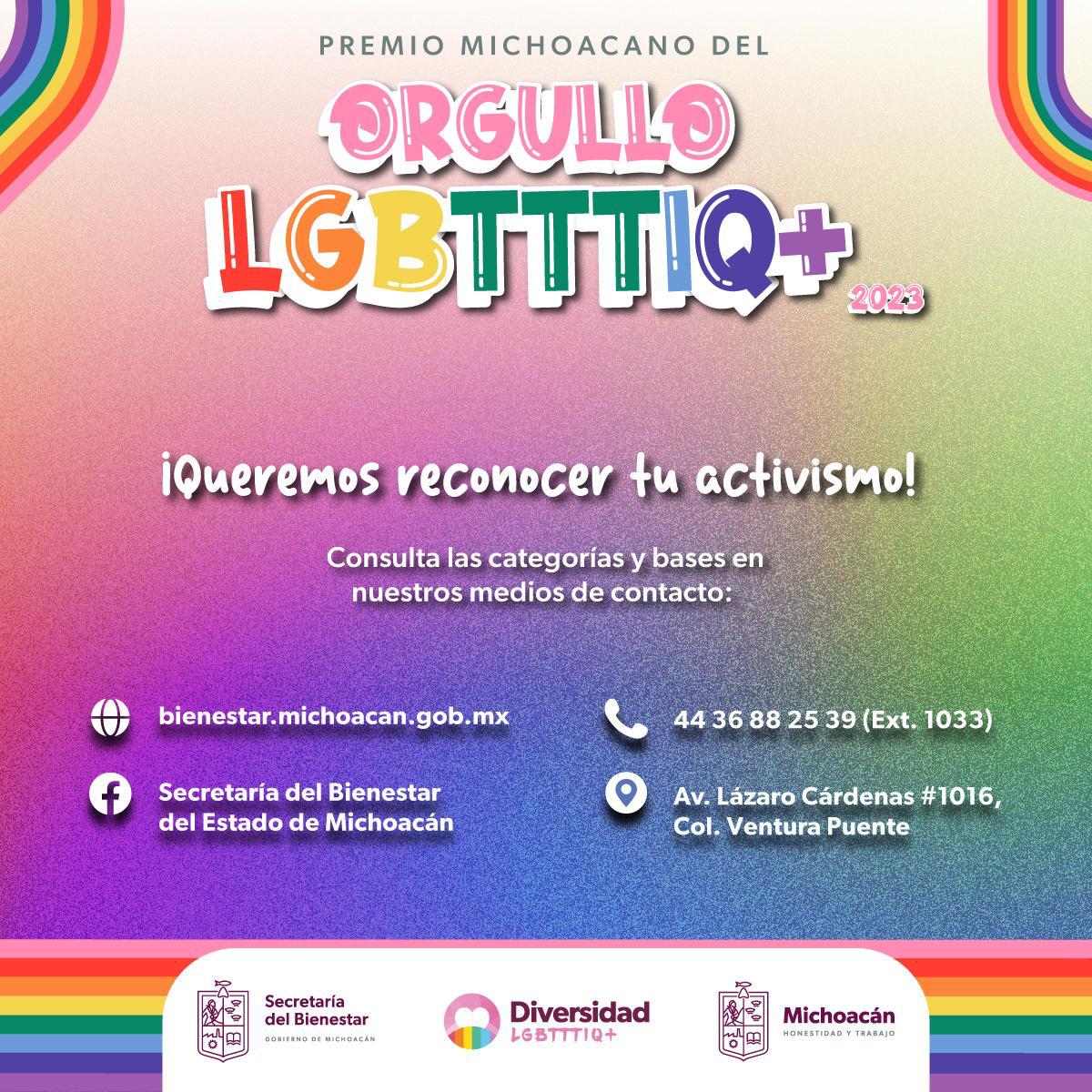 Por primera vez se otorgará en Michoacán el premio del orgullo LGBTTTIQ+: Bugarini.