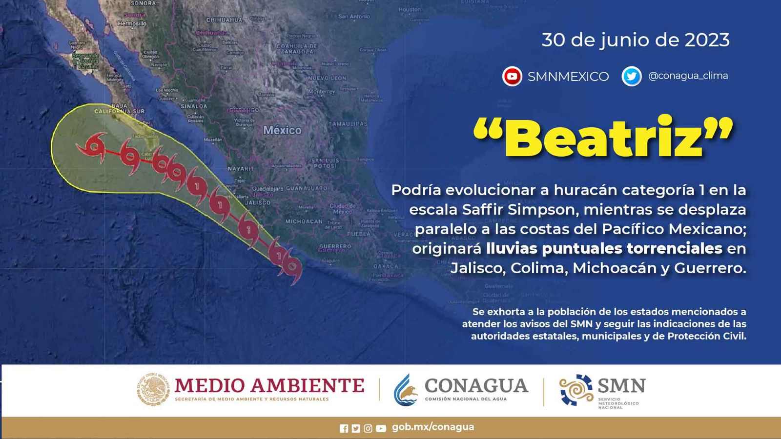 “Beatriz” impactaría en Michoacán, pide PC extremar precauciones a la población.
