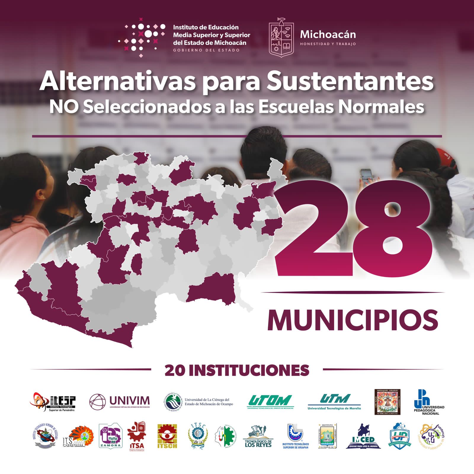 Si no fuiste aceptado en Escuelas Normales tienes pase directo a 20 universidades y tecnológicos