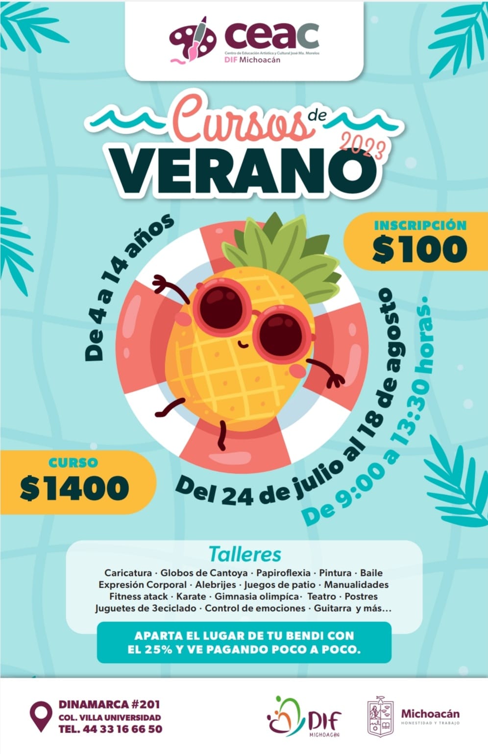 Ofrece DIF Michoacan diez cursos de verano.