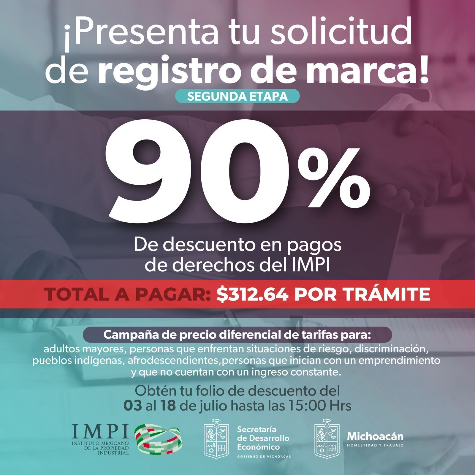 Este martes, vence el plazo de registro de marca con 90% de descuento: Sedeco