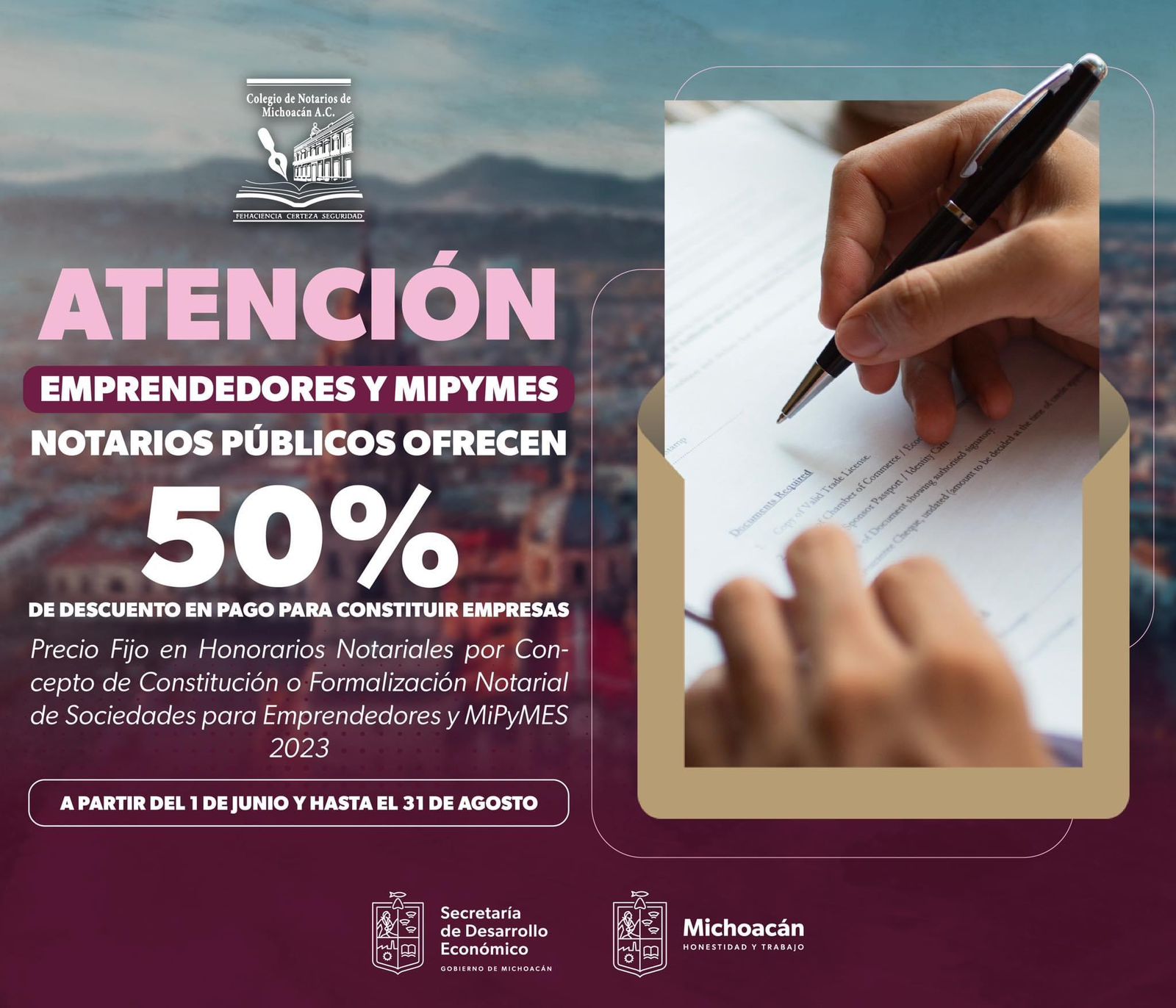 Sedeco invita a acceder al 50% de descuento para constituirse como persona moral.