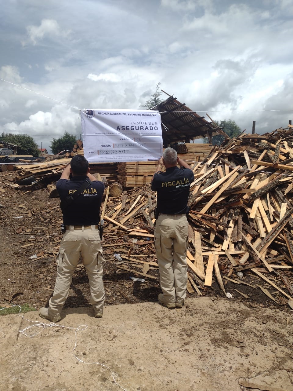 En cateo, asegura FGE aserradero relacionado en delitos contra el ambiente, en el municipio de Zacapu