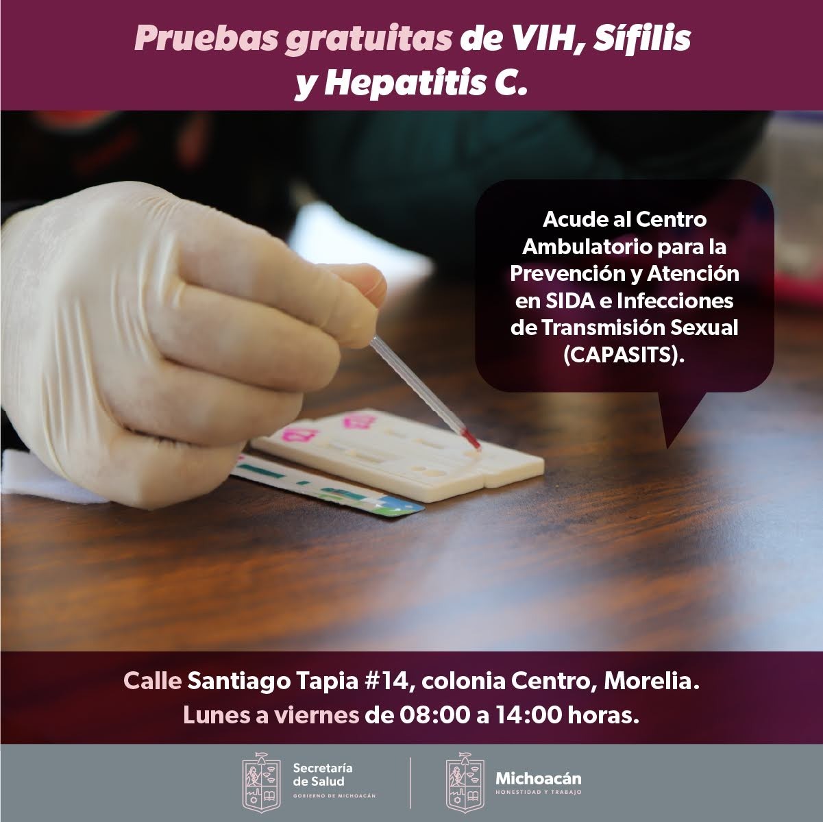 Realiza SSM pruebas rápidas de sífilis y VIH a jóvenes en el CAPASITIS Morelia