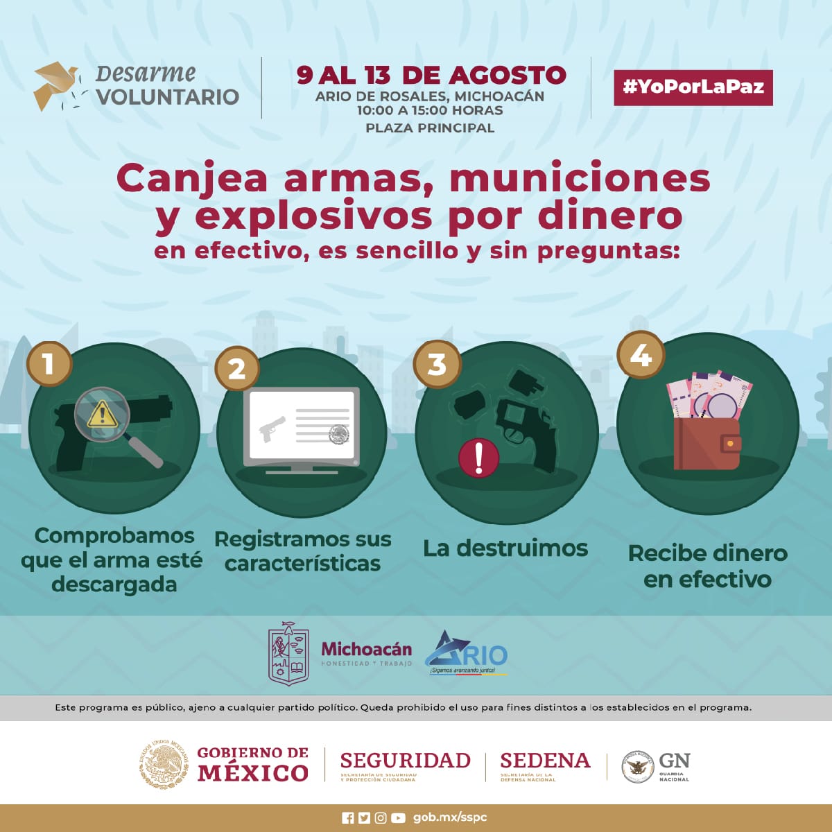La 21/a. Zona Militar, continua con la “Campaña de Canje de Armas de Fuego 2023”