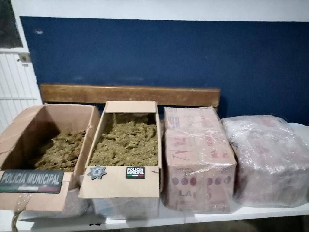 Aseguran Guardia Civil y Policía Municipal, 60 kilos de marihuana en Apatzingán.