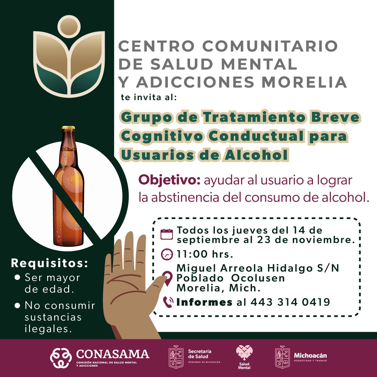 Abre SSM grupos de ayuda para tratar adicción al alcohol y cigarro