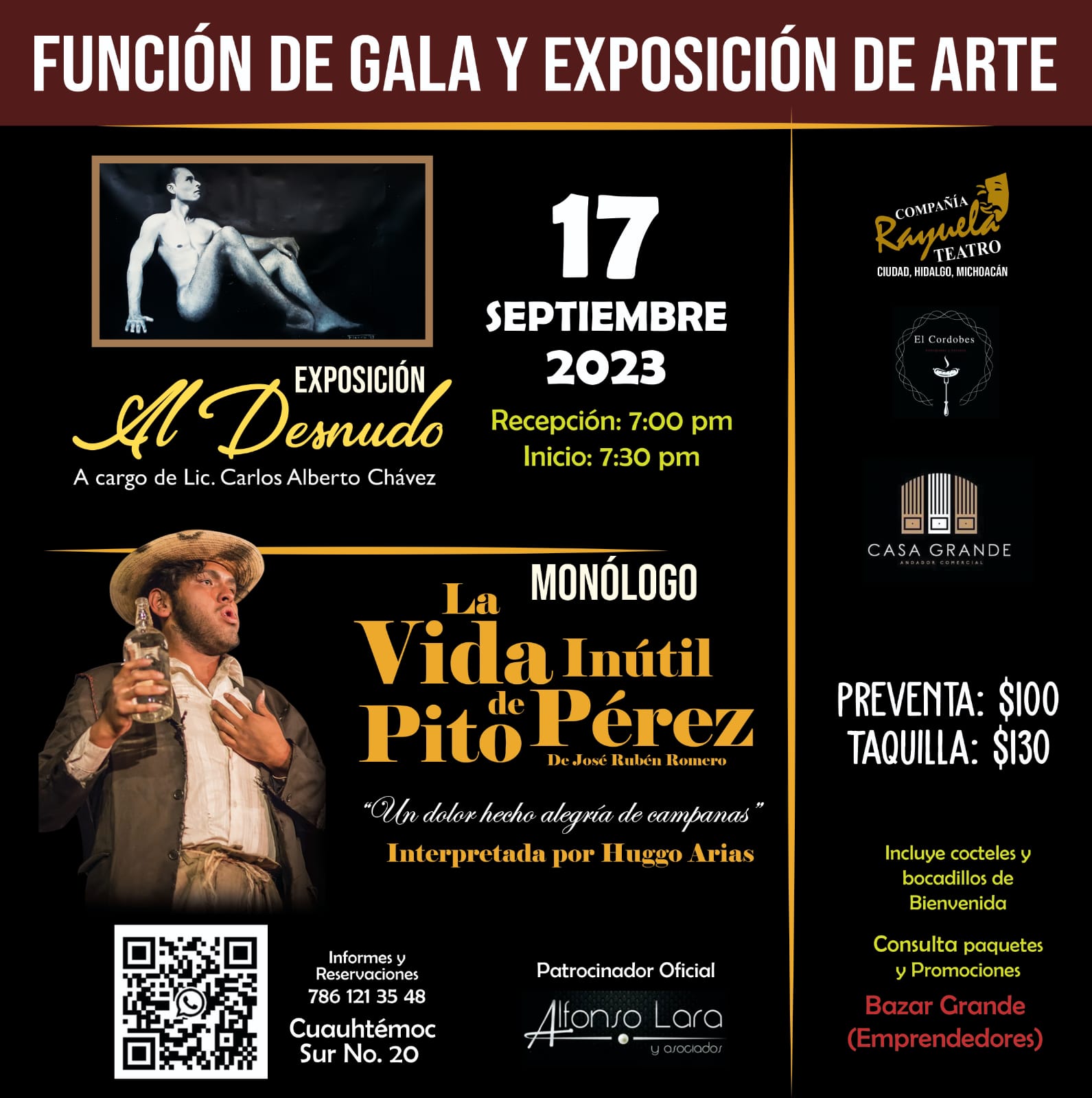 En Casa Grande se presentarán monólogos función teatral y exposición de pintura